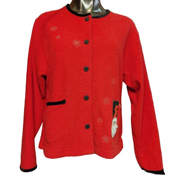 Artizans Women's Red/Black Long Sleeve Button Down Cardigan Large - Picture 1 of 4